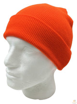 Unisex Fluro Beanie Hi Vis Knit Winter Hat Ski Cap One Size - Fluro Orange - Top-Down View