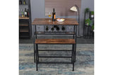 Viviendo Dining Table, Bar Table with Wine Storage Rack - Industrial Style - Top-Down View