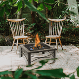 30 Square Slate Tile Fire Pit Outdoor Patio Heater Fireplace - Rear View
