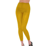 Womens Footless Tights Fluoro Bright Colour Stretch Polyester Hosiery - Yellow - Top-Down View