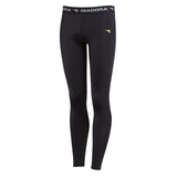 Junior Boys Thermal Compression Long Johns - DIADORA Black Running Tights - Size 8 - Front View
