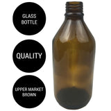 600ml Brown Glass Bottle for DIY Arts & Crafts without Lid/Cap - Front View