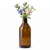 600ml Vintage Brown Glass Vase without Lid/Cap (Flowers not included) - Front View