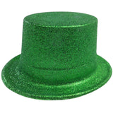 Glitter Top Hat Adult Costume Fancy Dress Party Plastic Tall Hat - Green - Side View