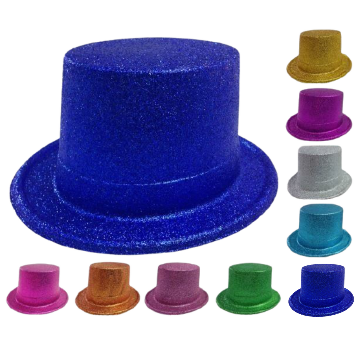 Glittery Party Top Hat - Vibrant Fancy Dress Accessory - Various Colors