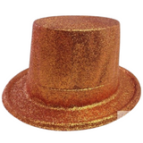 Sparkling Orange Glitter Top Hat - Vibrant Costume Accessory for Celebrations