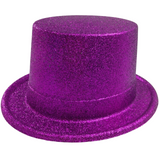 Glittery Purple Party Top Hat - Vibrant Costume Accessory for Festive Dress Up - Front View
