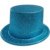Glitter Top Hat Adult Costume Fancy Dress Party Plastic Tall Hat - Sky Blue