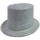 Glittering Silver Party Top Hat - Eye-Catching Costume Accessory for Celebrations - Side View