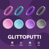 1PC GLITTOPUTTI Arm Bands Silicone Slime Wristband w Tub - Assorted Colours - Side View