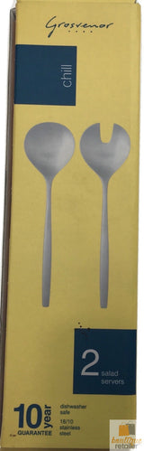 GROSVENOR Chill 2 Salad Servers 18/10 Stainless Steel Spoon Fork CHILL2SS - Side View