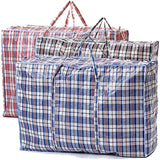 12x Large Stripe Bag Packing Storage Strip Zip Shopping Travel Check House Moving 90cm x 78cm x 25cm - Front View