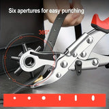 Multi-Size Leather Belt Eyelet Hole Punch Puncher Plier Revolving Handcraft Tool - Rear View