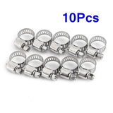 10pcs Hose Clamp Cars Motorcycle Fuel Line Jubilee Petrol Pupe Clips Garden DIY Tools - 45-Degree Angle