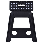 125kg Plastic Folding Stool Portable Chair 39cm Indoor/Outdoor Home - Black