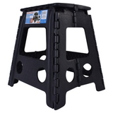 125kg Plastic Folding Step Stool 39cm Portable Chair Flat Indoor/Outdoor Home - Black - Rear View