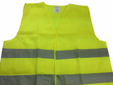 Hi Vis Safety VEST Reflective Tape Workwear Yellow ONE SIZE Night & Day Use - Top-Down View