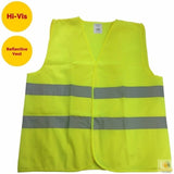 Hi Vis Safety VEST Reflective Tape Workwear Yellow ONE SIZE Night & Day Use - 45-Degree Angle