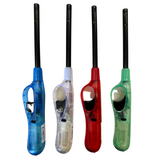 1x Clear Long Gas Lighter for BBQ Kitchen Cigarette w/ Safety Lock - Assorted Colours - Front View