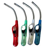 1x Clear Flexible Gas Lighter for BBQ Kitchen Cigarette w/ Safety Lock - Assorted Colours - Front View