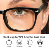 Anti Blue Light Blocking Computer Gaming Glasses Eyestrain Eyewear - Black - Front View