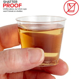 1080pcs 30ml Reusable & Disposable Plastic Shot Glasses Clear Cups Event Tastings Bulk - Low Angle