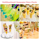 144x 150ml Premium Plastic Champagne Glasses Flutes Mimosa Bulk - Clear - Side View
