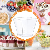 360x Premium Plastic Square Dessert Cups BPA Free Extra Strong Bulk - Clear - Rear View