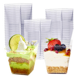 288x Premium Plastic Square Dessert Cups BPA Free Extra Strong Bulk - Front View
