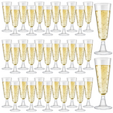 144x 210ml Premium Plastic Wine/Champagne Glasses Flutes Bulk - Clear - Front View