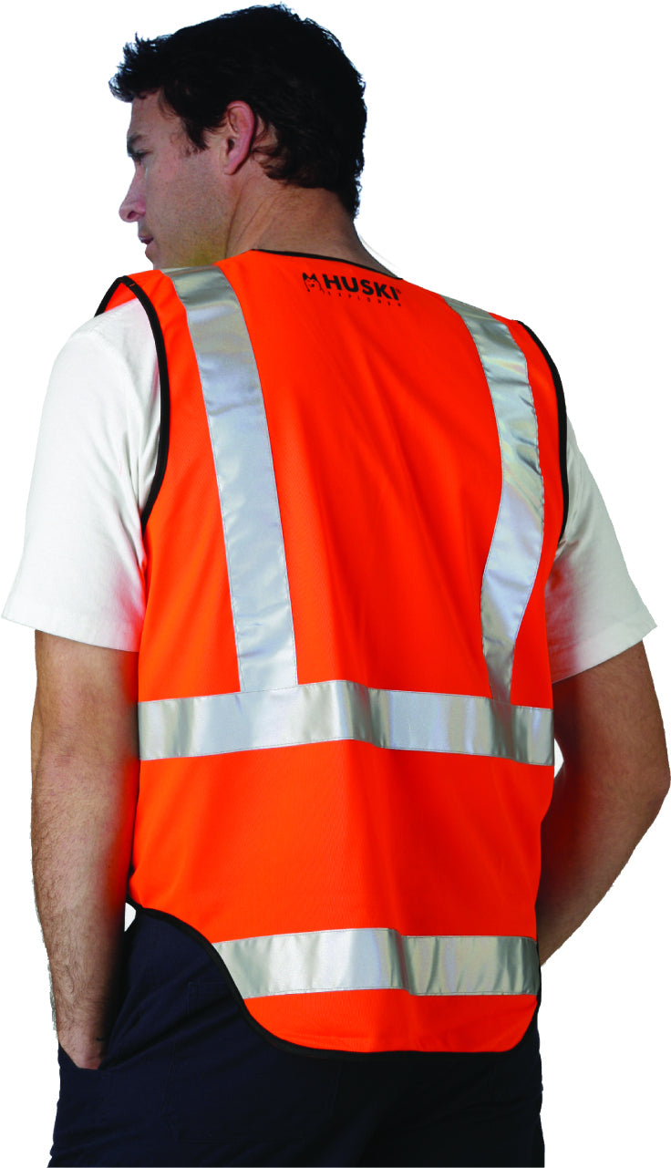 HUSKI Enhanced Visibility Patrol Vest with 3M Reflective Tape - Safety Orange - XXL