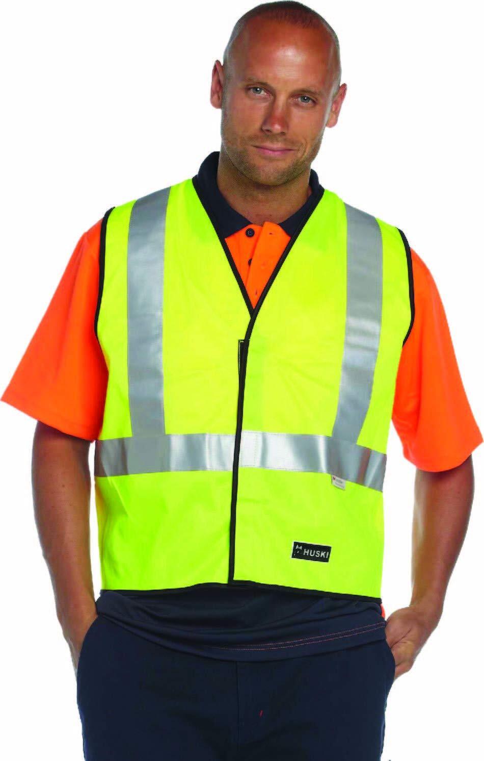 HUSKI Day/Night Reflective Safety Vest with 3M Tape - Yellow - Large Size