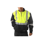 HUSKI Site Mens Hi Vis Wool Blend Bomber Jacket 3M Reflective Tape High Visibility - Yellow/Navy - 5XL
