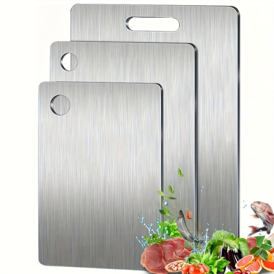 3x Stainless Titanium Steel Anti-Bacterial Mildew-Proof Cutting Chopping Boards
