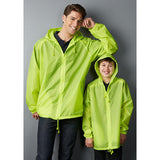 3x Kids Spray Jacket Outdoor Hike Rain Sport Poncho Waterproof - Fluoro Green - Top-Down View