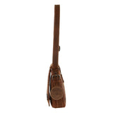 Jack's Inn Premium Blackthorne Crazy Horse Leather Crossbody Bag Vintage in Cognac - Front View