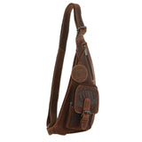 Jack's Inn Vengeance Brown Crazy Horse Leather Sling Bag Crossbody in Cognac - Front View