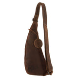 Jack's Inn Vengeance Brown Crazy Horse Leather Sling Bag Crossbody in Cognac - Side View