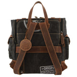 Jack's Inn Panama Canvas and Leather Backpack Bag Vintage Western in Cognac - Side View