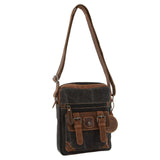 Jack's Inn Panama Canvas and Leather Small Crossbody Bag Vintage in Cognac - Front View