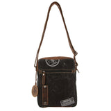 Jack's Inn Panama Canvas and Leather Small Crossbody Bag Vintage in Cognac - Side View