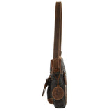 Jack's Inn Panama Canvas and Leather Small Crossbody Bag Vintage in Cognac - Top-Down View