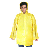 Adult Hooded Poncho Raincoat Waterproof Jacket Emergency Rain Coat REUSABLE - Front View