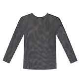 Long Sleeve STRETCH MESH TOP Round Neckline Blouse Shirt Party Costume - Top-Down View
