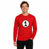 Adult Cat In The Hat Thing 1 Dr Seuss Red Top Party Costume Book Week  - M - Front View
