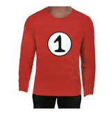 Adult Cat In The Hat Thing 1 Dr Seuss Red Top Party Costume Book Week  - M - Front View