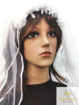 BRIDE TO BE VEIL HEADBAND White Hens Party Flowers Bridal Shower Bachelorette