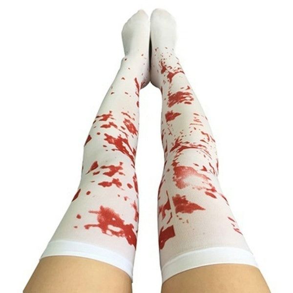 Sinister Blood-Dripped Over Knee Socks for Spooky Halloween Attire