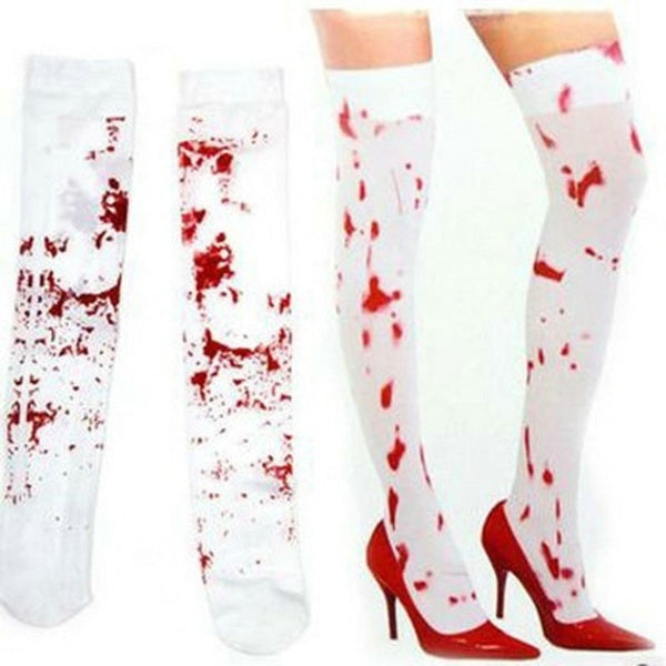 Sinister Blood-Dripped Over Knee Socks for Spooky Halloween Attire