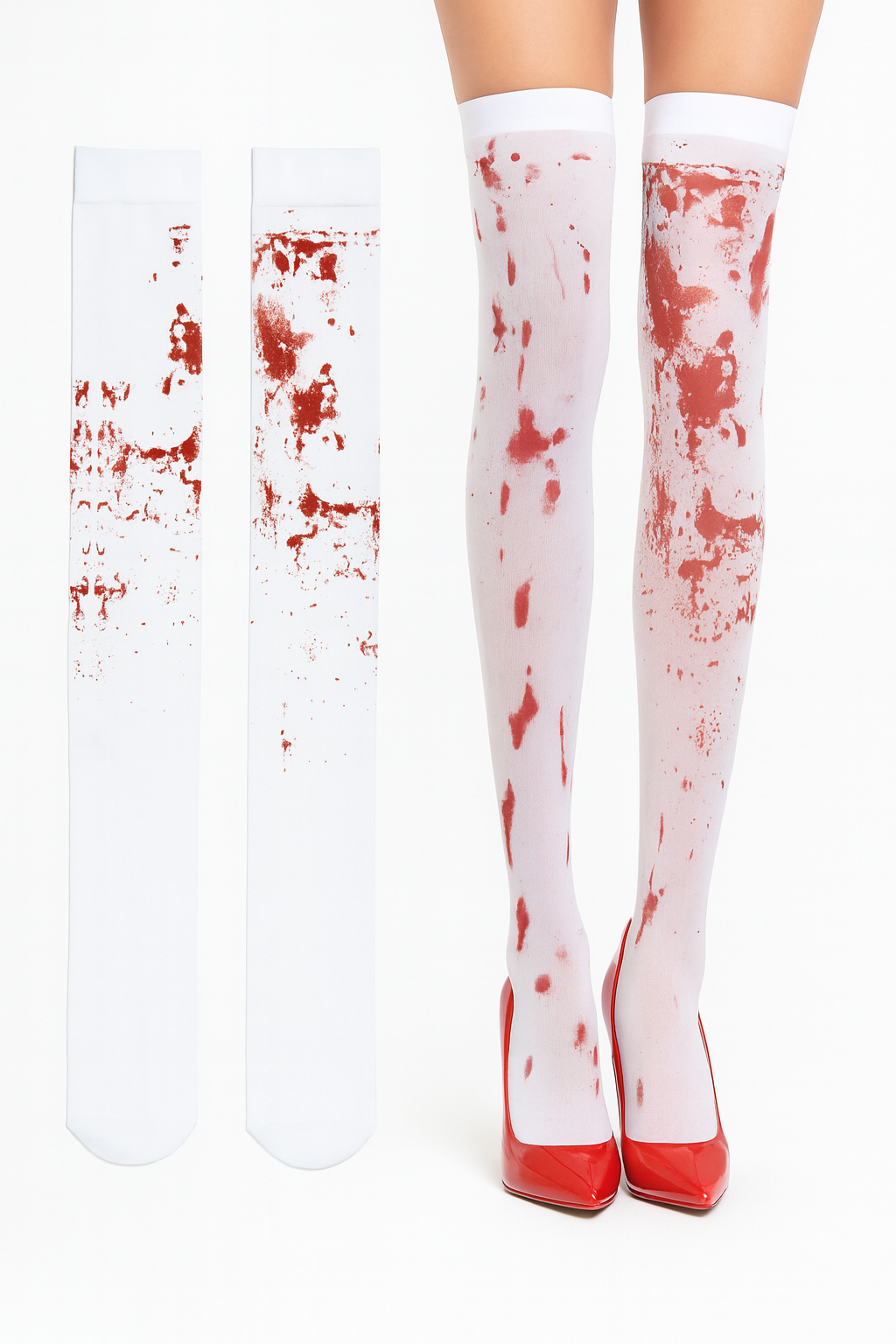 Sinister Blood-Dripped Over Knee Socks for Spooky Halloween Attire